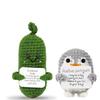 Handmade Emotional Support Pickle Crochet Funny Sour Cucumber Knitted Pickle with Positive Card Cheer up Gift Crochet Home Decor