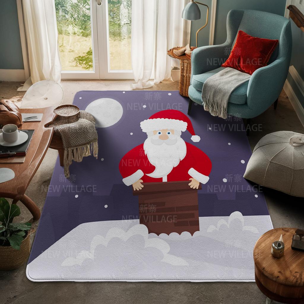 House Entrance Carpet Home Door Mat Living Room Bath Foot Bathroom Non-slip Water Absorption Rugs Bath Merry Christmas Winter