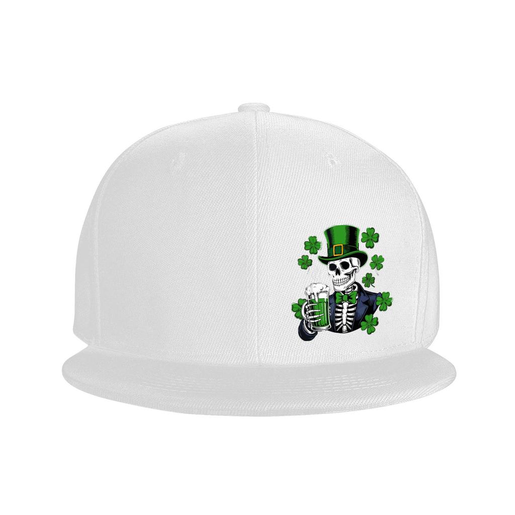 Skeleton Leprechaun Drinking Beer St Patricks Day Snapback Cap Adjustable Baseball Hat for Adults