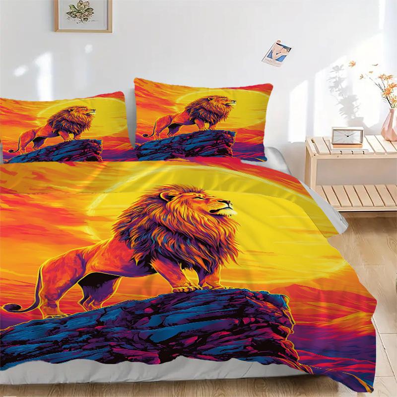 

3pcs Lion, Sunset Duvet Cover Set, Soft Comfortable Duvet Cover,Guest Room (1*Duvet Cover + 2*Pillowcase, Without Core) yy251104188 135x200cm