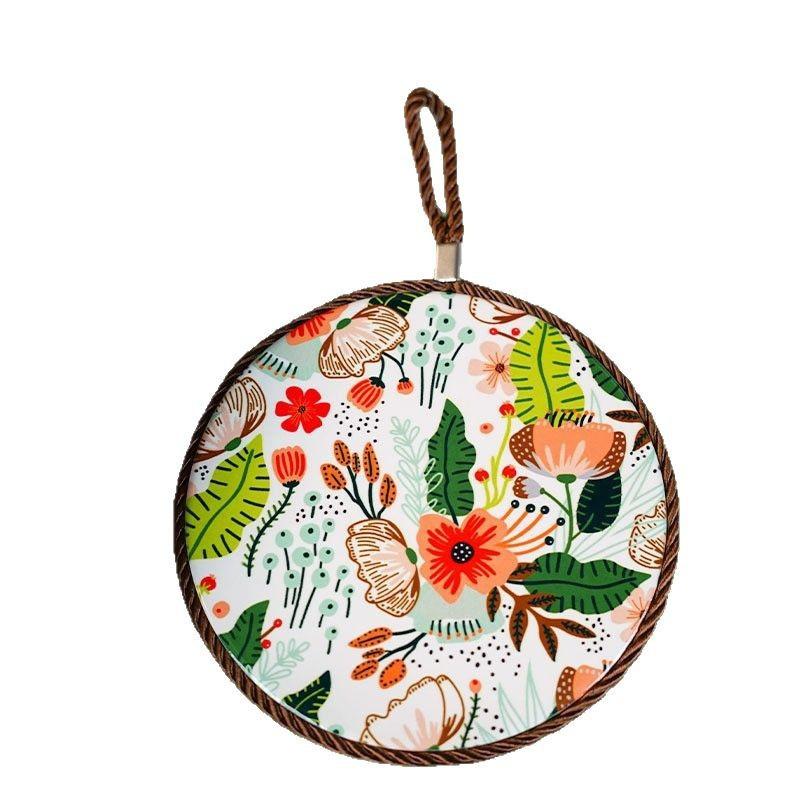 

Colorful Cloud Flower Ceramic Heat-Resistant Mat Non-Slip Dining Mat High-Temperature Resistant Thickened Pot Mat L(diameter-17CM)&Round
