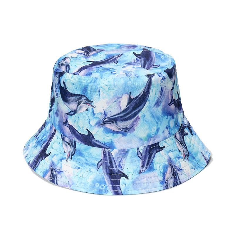 Double-Sided Ocean Print Bucket Hat for Men/Women, Breathable Fisherman Cap for Beach, Travel & Outdoor Casual Hip Hop