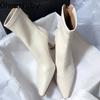 Herbst Vintage Spitzschuh Damen Stiefeletten Mode Weiches Leder Damen Elegant Hoher Absatz Kurzstiefel Für Damen
