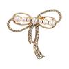 Electroplated Brooch Bowknot Design Brooch, Strong Buckle Fastening Pin with Faux Pearls Rhinestones, Electroplating Anti-Oxidation Badge for