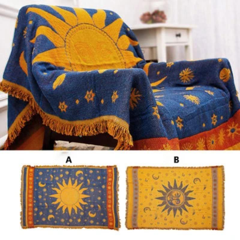 Retro Rutig Vinter Bomull Linne Vävda Linjer Filt Soffhandduk Stickad Förtjockad Värmedyna Mat Bohemisk Boho Pläd Rese Sängöverkast