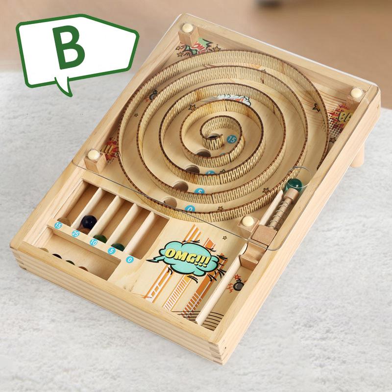Wooden Pinball Machine Board Games Flipper Automat Mini Pinball Brain Teaser Pinball Table Game Party Social Adult Kids Toy Gift