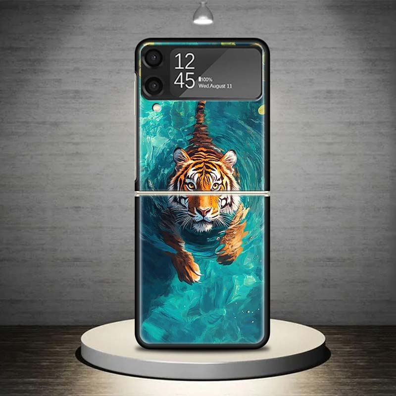 Superior Tiger Pattern Art Phone Case For Samsung Galaxy Z Flip 7 6 5 4 3 5G Shockproof Cover Z Flip7 Flip6 ZFlip5 Flip3 Flip4 L