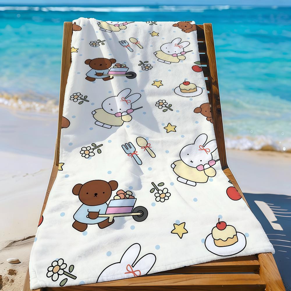 Cute M-Miffy-S Rabbit Kawaii Towel Sports Quick Dry Travel Camping Gear Sandproof Soft Light Large Beach Towel