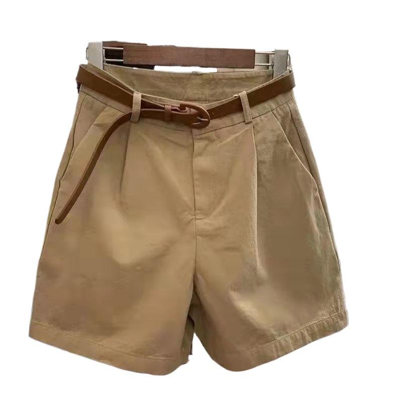 Women's High Waist Cotton Wide Leg Capris - Summer 2026 Korean Style Casual Shorts