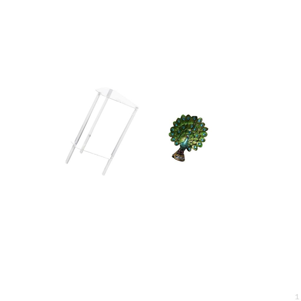 Minimalist Clear Acrylic Side Table NightStand with Elegant Peacock Statue Animal Sculpture