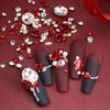 Valentinstag Sprudelwasser Diamant Scharfer Boden Diamant Rote Rose Metall Aluminium Blume Nagelzubehör DIY Anhänger Nageldekoration