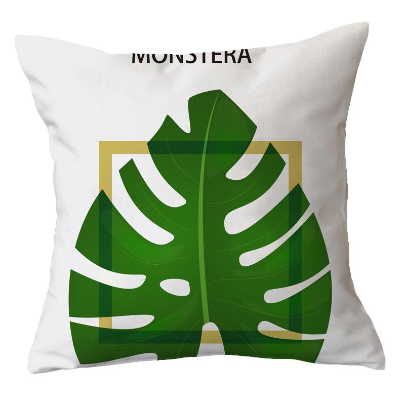 Office Chair Cushion Home Pillow Case Ins Plush Printed Pillow Case Green Plant Nordic Style Pillow