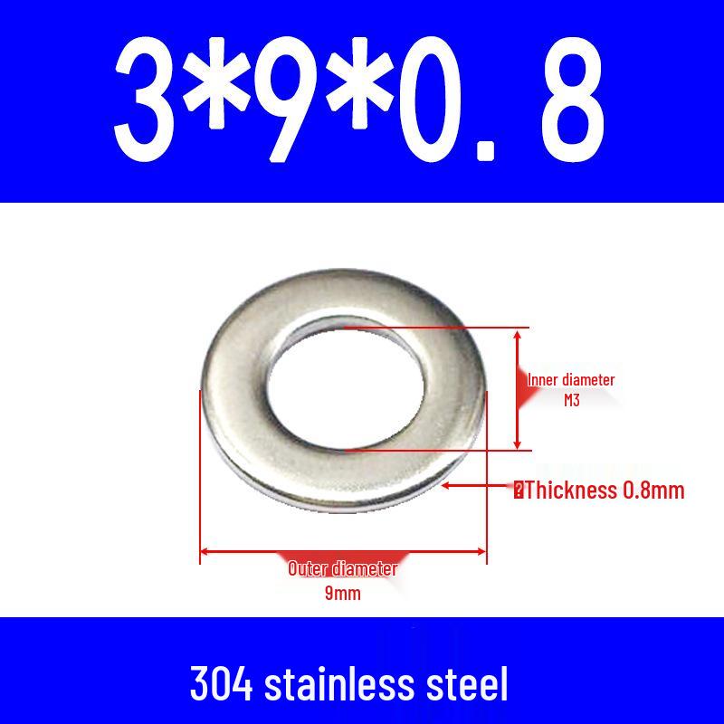 304 Stainless Steel Flat Gasket Washer, Metal Spacer for M2-M20.