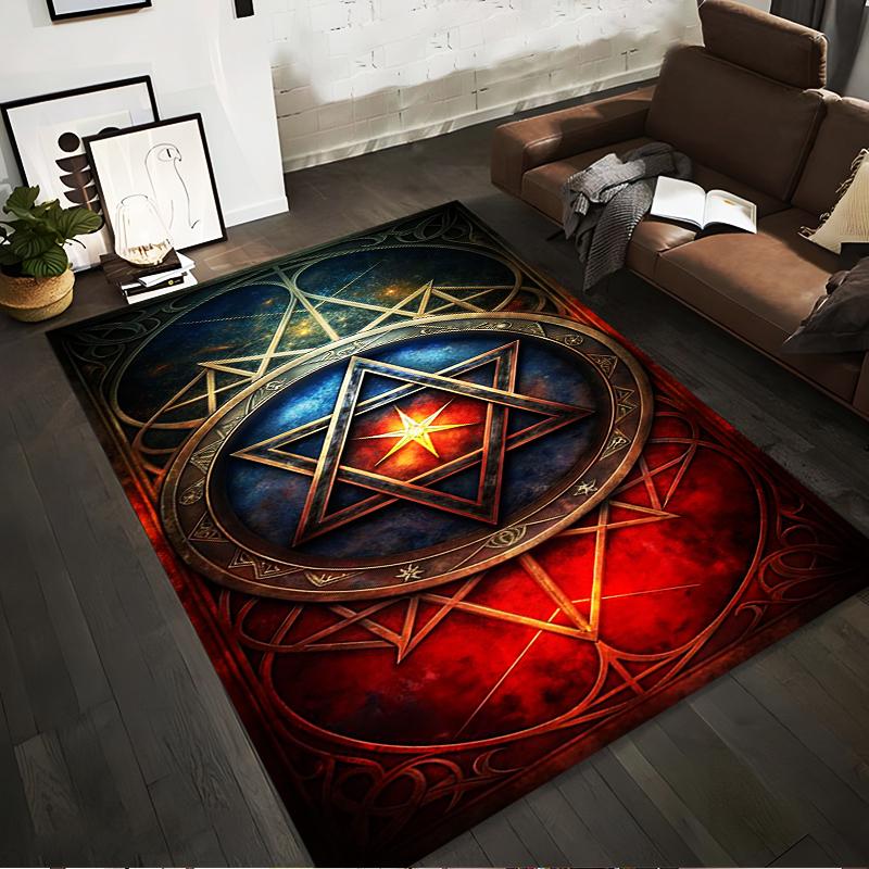 Star and Geometric Patterned Rug Design Non-slip rug suitable for living room and bedroom sofas