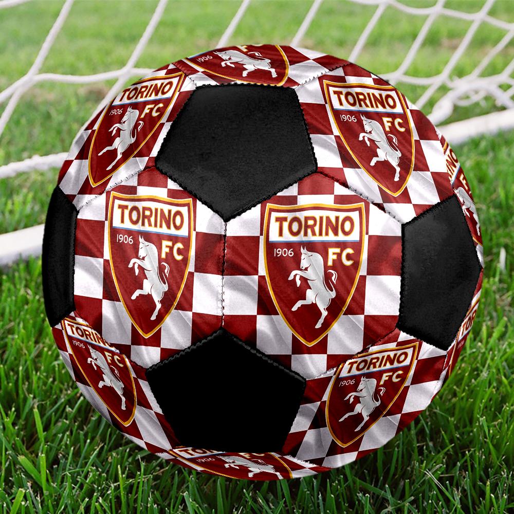 Pallone da Calcio Torino FC, colorato, adatto a tutte le età, cucito a macchina, materiale PVC, qualità da competizione, resistente e ad alto rimbalzo