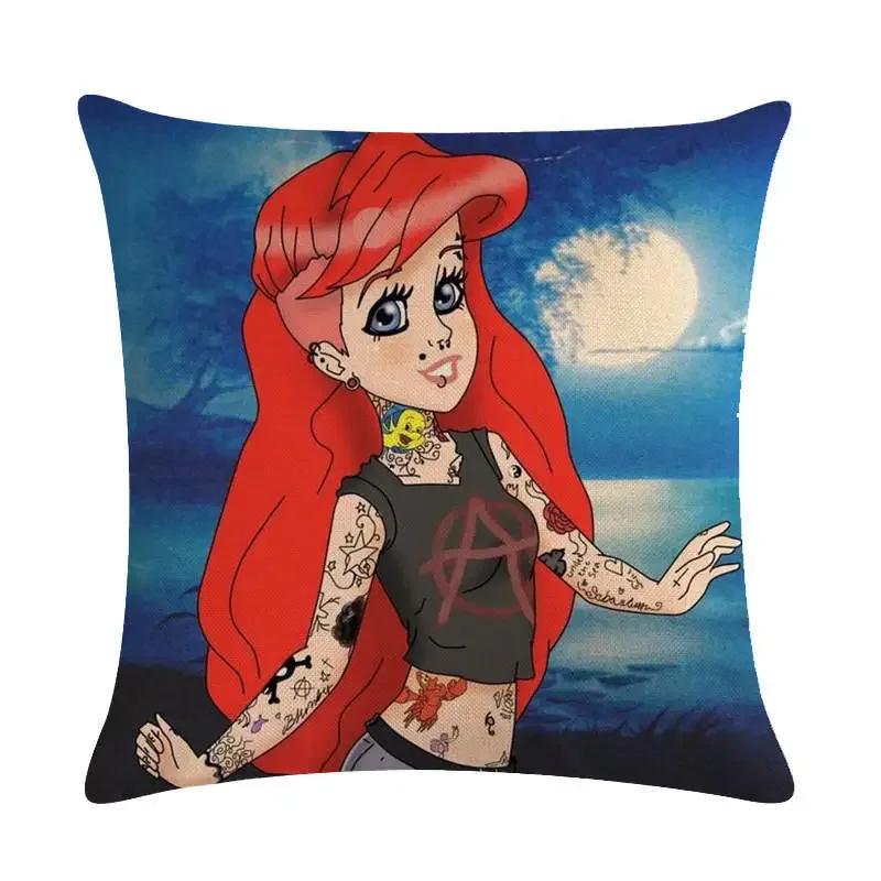 Home Decor Fun Tattoo Princess Alice Jasmine Pillowcase Sofa Car Waist Cushion Cover Bedroom