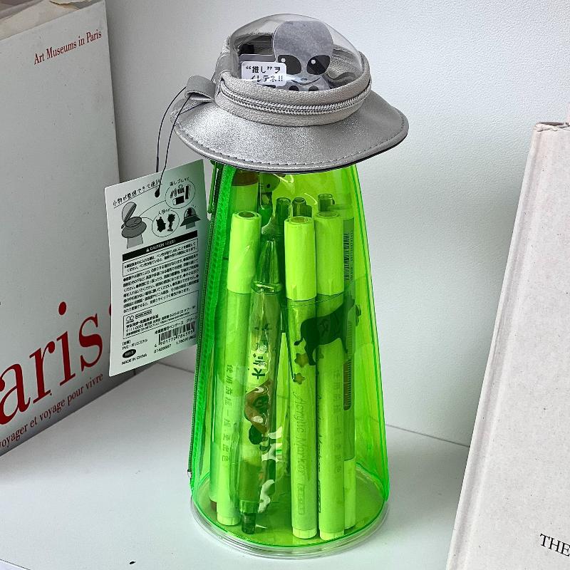 Leuke Grappige Alien Pennenzak Cartoon Draagbaar Grote Capaciteit Ufo Schrijfwaren Opbergtas Broche Pop Display Tas Studentenbenodigdheden