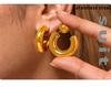 Qiong Yao 18K Gold-Plated C-Shaped Steel Bead Earrings for Women – Autumn/Winter Fashion Accessories