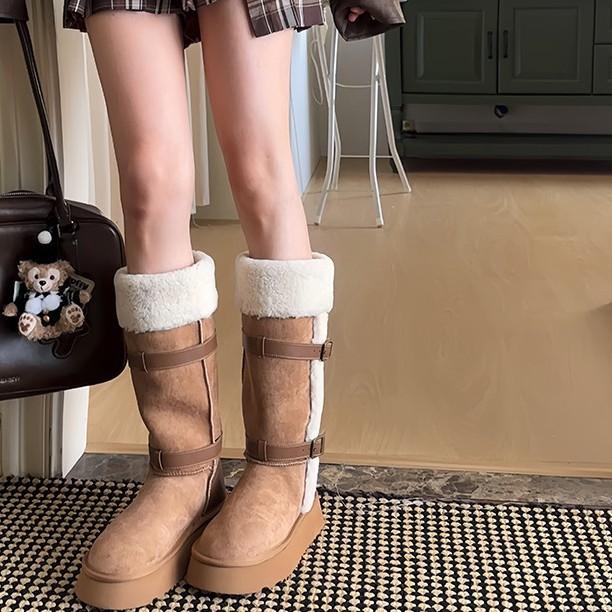 Northeast Fur Integrated Snow Boots Women's 2025 New Winter Non-slip Lamb Wool Piled Thickened Tall Snow Cotton