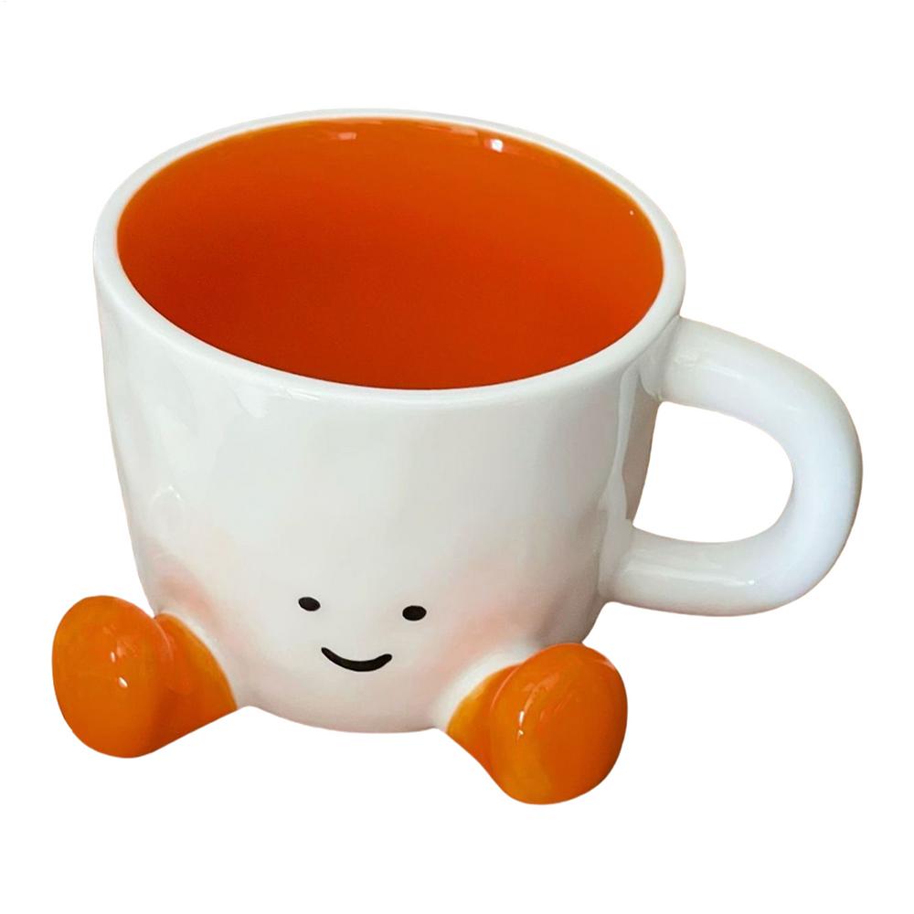 

Cute Ceramic Mug Adorable Drinking Beverage Containers Ceramic Funny Coffee Cup for Wine Latte Water Hot Cocoa Cold Hot Drinks Standard оранжевый