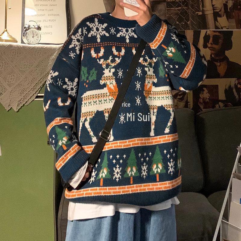 Veste d'hiver style Hong Kong et pull de Noël ample coréen pour garçons