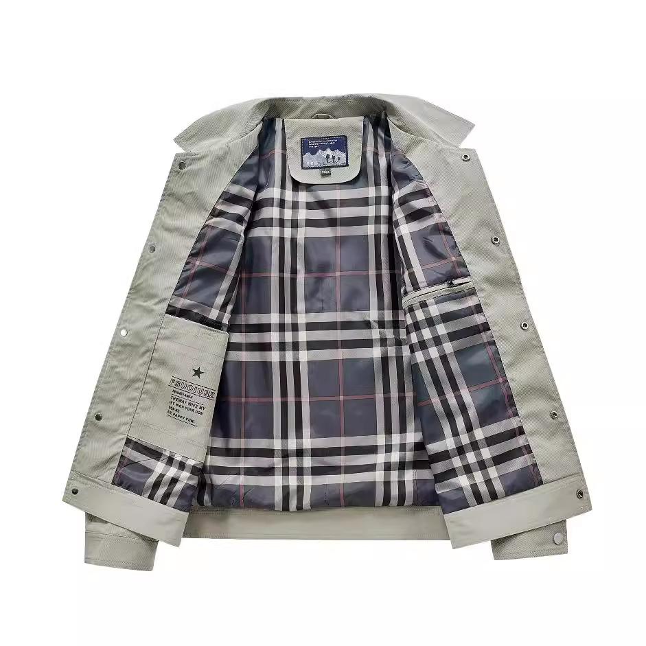 Podzimní nová bunda pánské velké kabátové topy pánské overaly vícesáčkové retro topy košile bundy pro muže