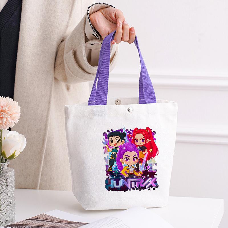 Canvas Bag Kpop Peripheral Cute Portable Cartoon Canvas Bag Student Leisure Shoulder Bag Shopping Bag