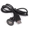 USB Male To Female Charging Cord Car Dashboard Panel Mount Data Transfer Wire for PC Laptop Flush Mount Extension Cable