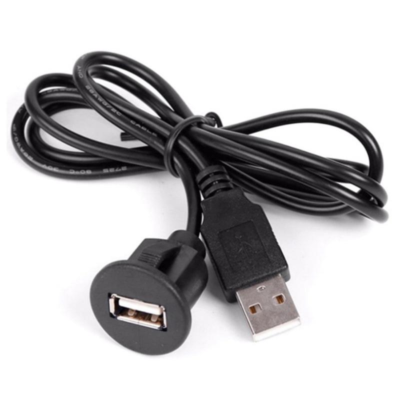 USB Male To Female Charging Cord Car Dashboard Panel Mount Data Transfer Wire for PC Laptop Flush Mount Extension Cable