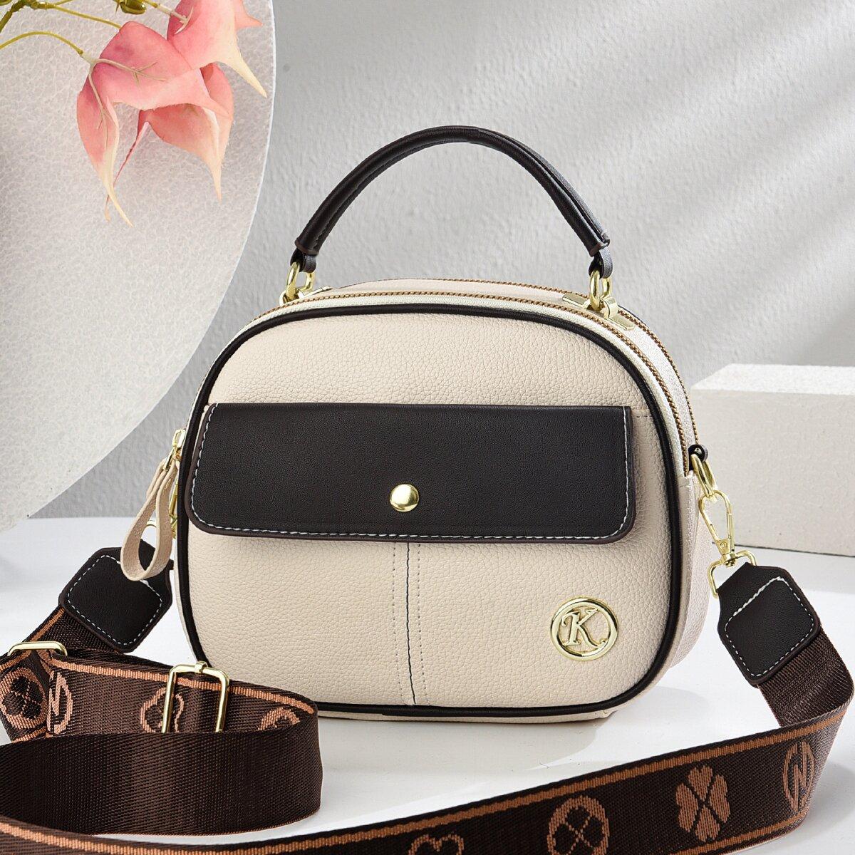 

New Spliced Small Size Square Bag Top Value Contrasting Color Handbag High Value Trendy Style Shoulder Bag Multi-functional Crossbody Bag .