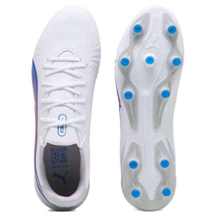 New PUMA KING MATCH AG Short Rubber Studs FG Long Rubber Studs Soccer Shoes Men's White Blue 107863-02
