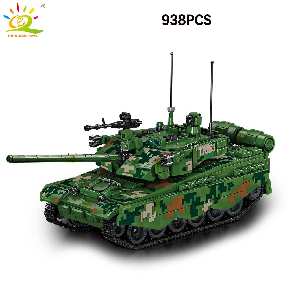HUIQIBAO WW2 Wojskowy Czołg T-34 Zestaw Klocków Budowlanych dla Dzieci Broń Armii Samochód Ciężarówka Klocki Zabawka Miasto Klocki Budowlane Prezent