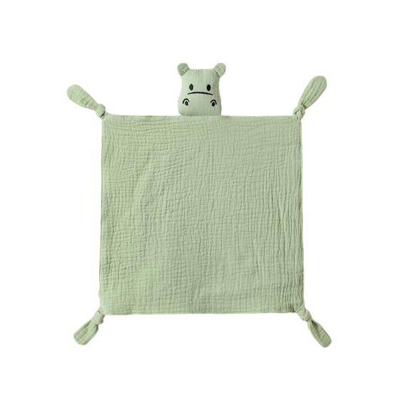 Cotton Baby Security Blanket Hippo Loveys with Bite-Friendly Corners Teething Safe Baby Towel for Newborns Infants