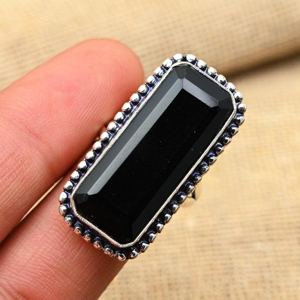Black Spinel Gemstone Handmade 925 Solid Sterling Sliver Jewelry Ring For Wedding Gift
