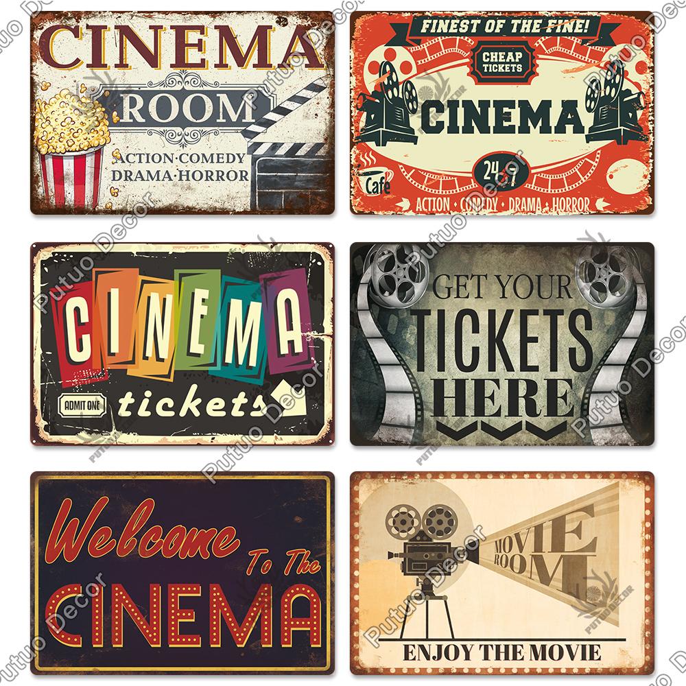 Decor Cinema Vintage Metal Plaque Metal Sign Tin Sign Iron Poster for Movie Theater Club Living Room Home Wall Decor