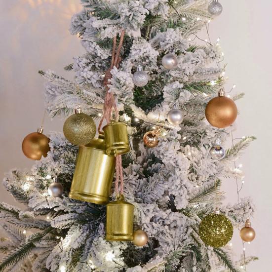 Christmas Column Bell Metal Texture Design Gradient Size Arrangement Natural Hemp Rope Lanyard Retro Bell