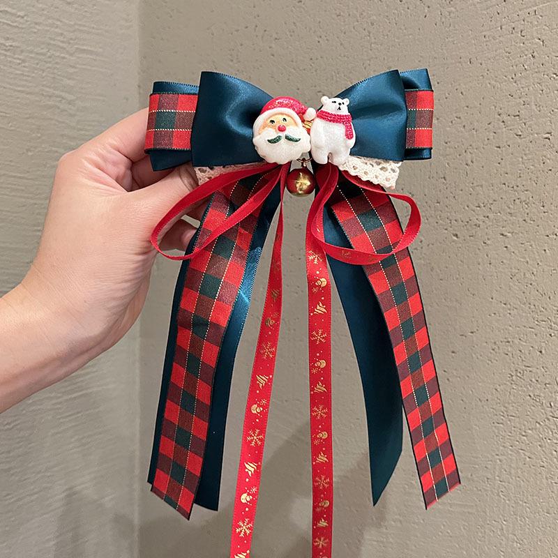 Handmade Fairy Mori Style Christmas Bow Hair Clip – Cute & Sweet Spring Hair Accessory