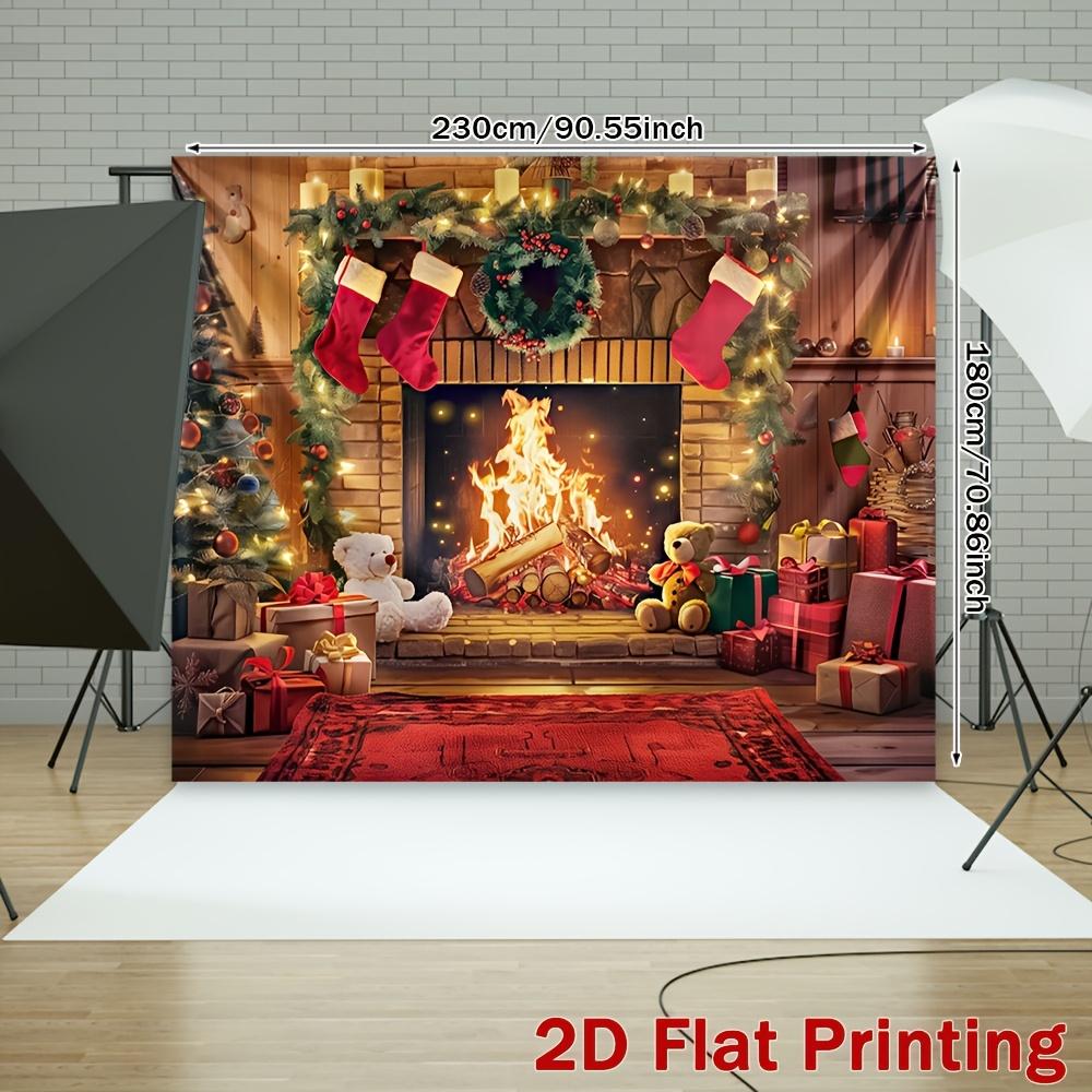 1Pcs Christmas Fireplace Stockin Decoration Background Bedroom Backdrop Decorations For Photo Studio Photo Booth Christmas Party
