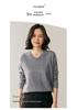 Women's V-Neck Hand-Crocheted Cashmere Sweater - Loose Knit Solid Color for 2026 Autumn/Winter.