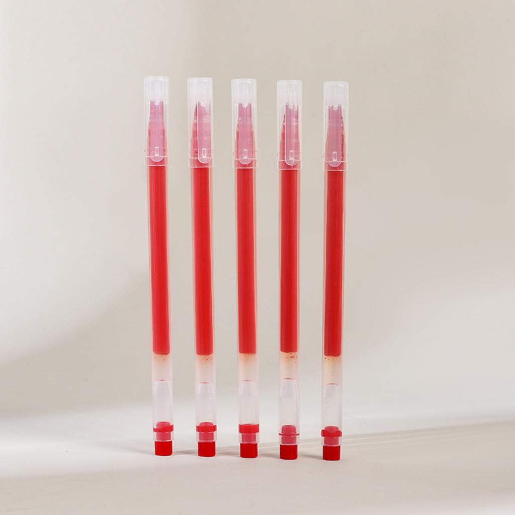 High Capacity Ink Pens Fine Disposable Needle Tip Pens for School Exam Student Writing, Red, 5 Pack