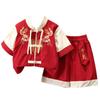 Chinese Style Summer Hanfu Set: Baby Boy's 1st Birthday Retro Short-Sleeved Tang Suit