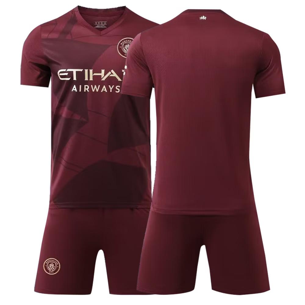 2024-2025 Man City Second Away Wine Red Jersey S