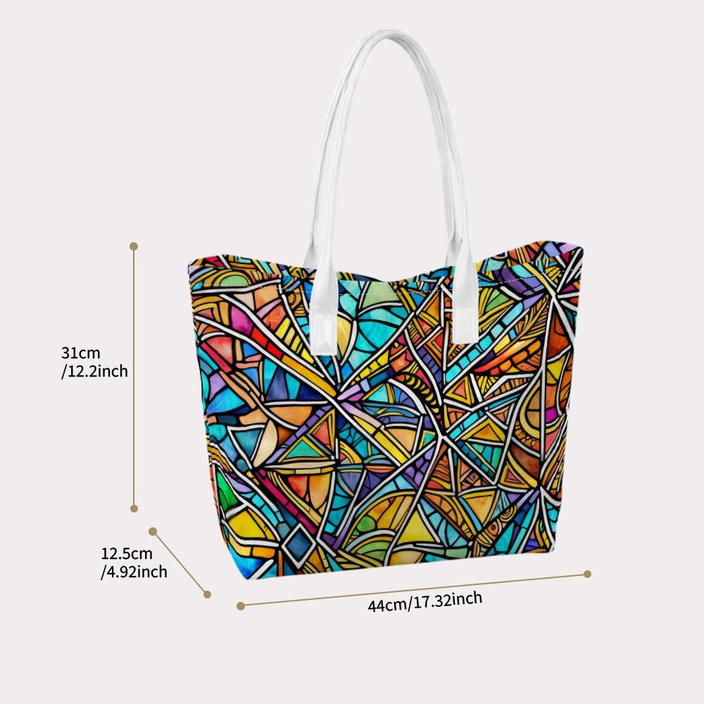 Colorful Geometric Stained Glass Style Casual Daily Tote Bag