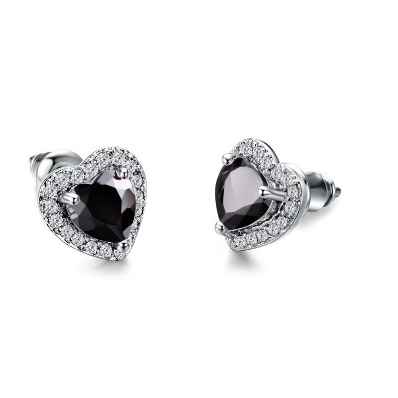 Multicolor Heart Shaped Halo Stud Earrings Rainbow Faceted Center Stone Border Ear Studs for Women Love Themed Daily Jewelry