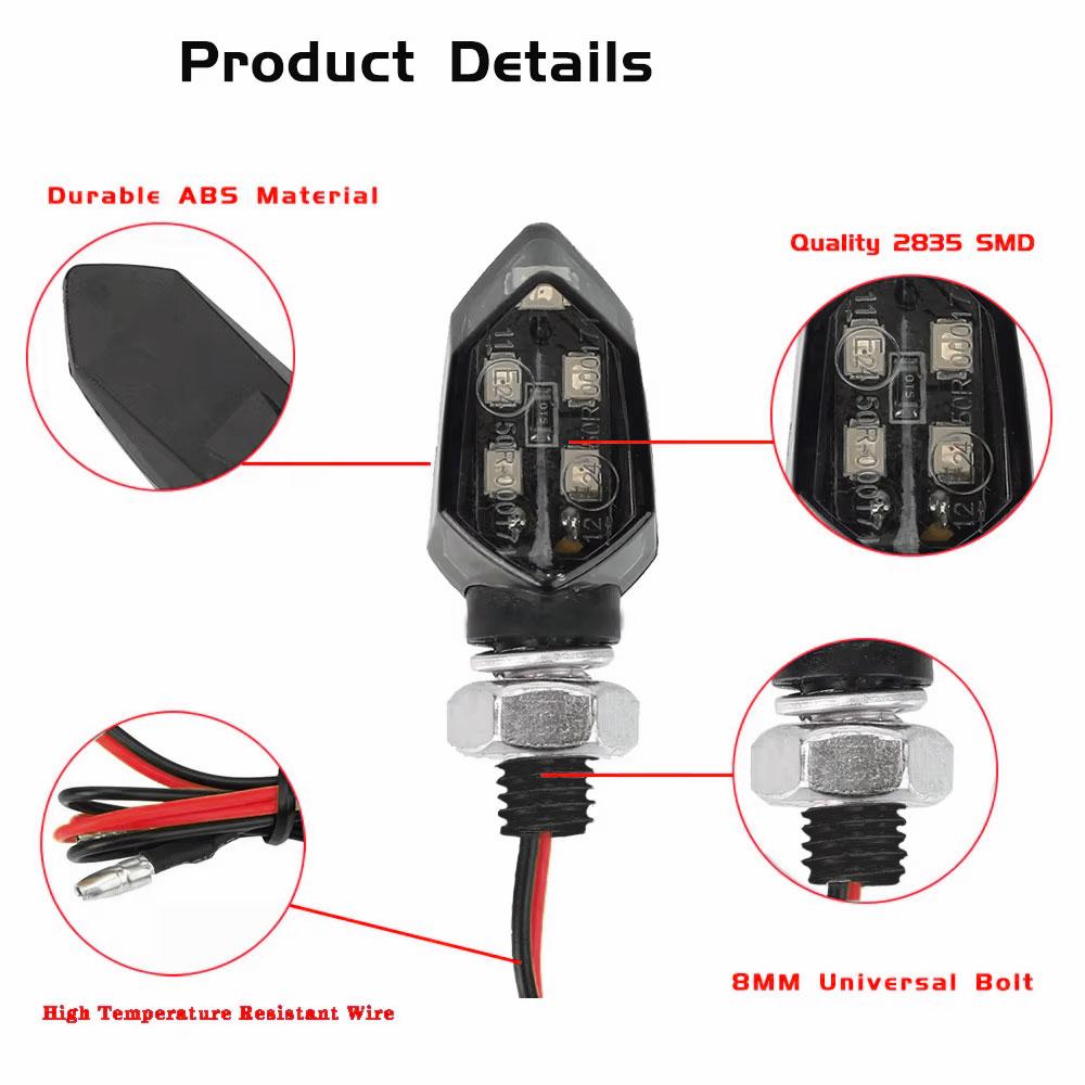 2pcs LED Turn Signal Light Super Bright Motorcycle Mini Led Motorbike Lampe Amber Blinker LED Indicators Lights 12V Turn Light