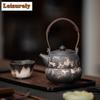 230ML Retro Black Pottery Gourd Lifting Handle Teapot Elegant Tea Infuser Pot Tea Maker Kettle with Filter Drinkware Ornaments