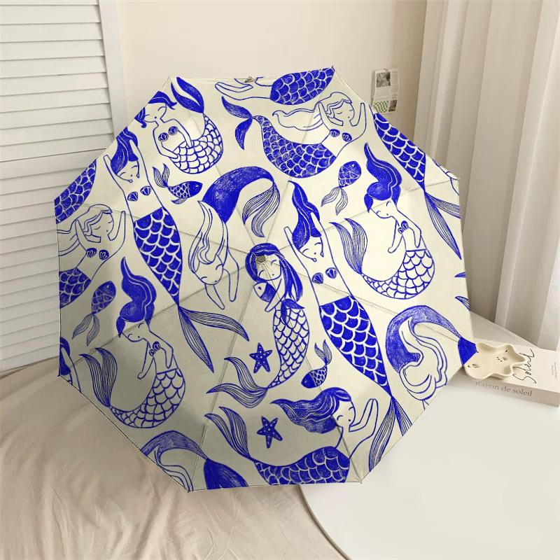 

1PC Mermaid Starfish Umbrella-9-Rib Reinforced, Automatic Open, Lightweight & Durable, Cute Fashion Accessory for Outdoor-P0709