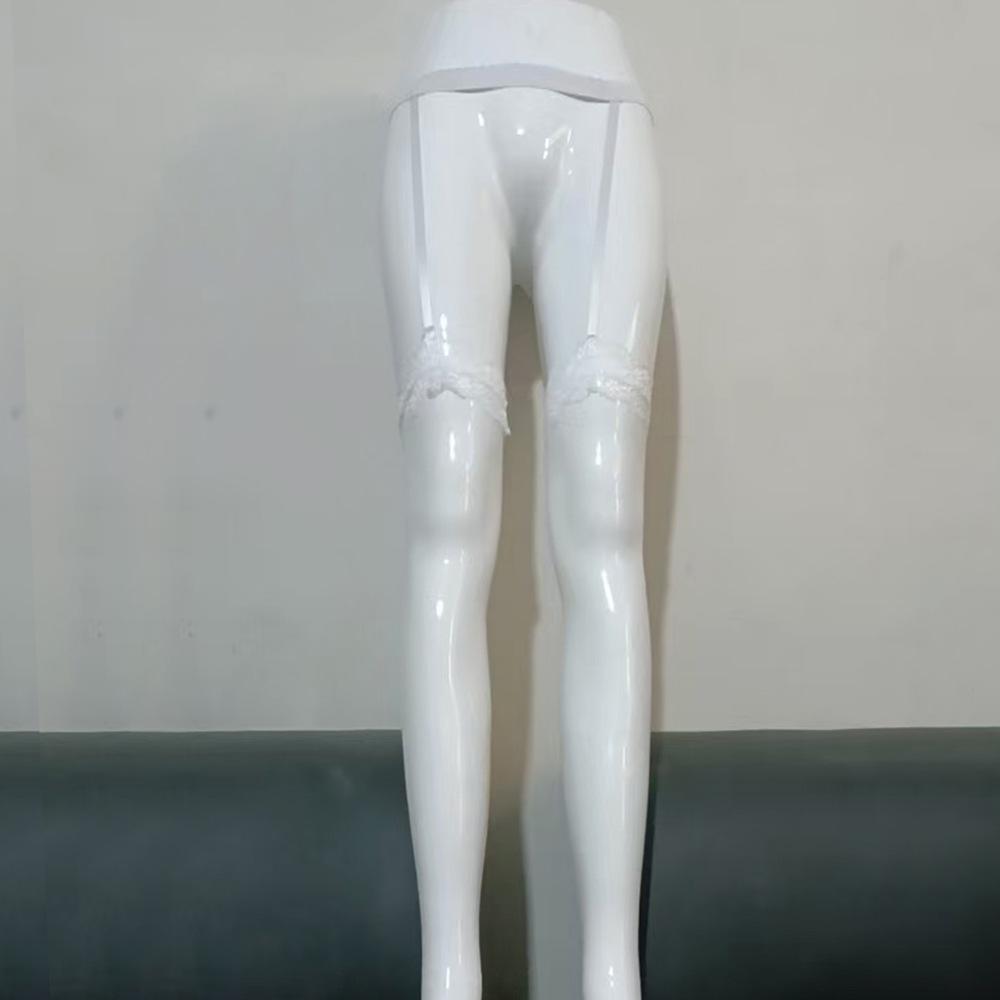 Lace Contrast Horse Oil Suspender Socks Sexy Glossy Long Tube Black Silk Sex Stockings Bottom Socks