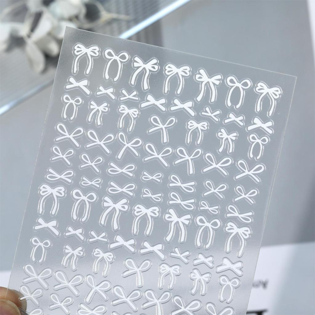 Versatile Ribbon Bow Nail Stickers - Thin, Tough, Flat Back Adhesive for DIY Nail Art Ornaments