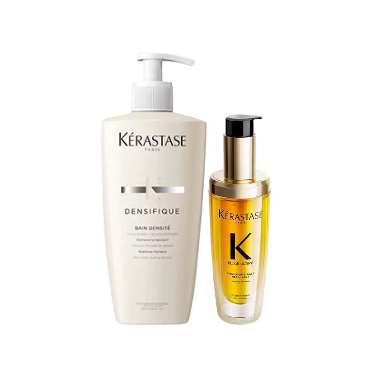 Kerastase Shampoo and hair care essential oil care set clean and smooth 500ml+75ml золотой